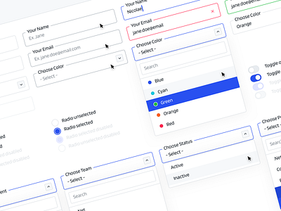 bizon360 design system light checkboxes color palette color scheme colors component library components design system designsystem dropdowns inputs labels light theme light ui radio buttons search style guide styleguide toggles
