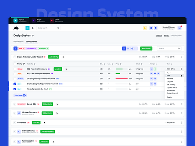 bizon360 design system light activities buttons collapse component library components dashboard design system designsystem filters header icons light theme light ui list settings sprint style guide styleguide tabs tasks