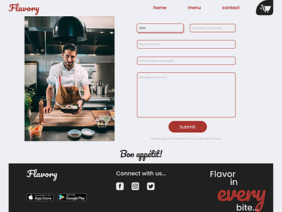 ContactPage Flavory app design food food app illustration typography ui ux web website