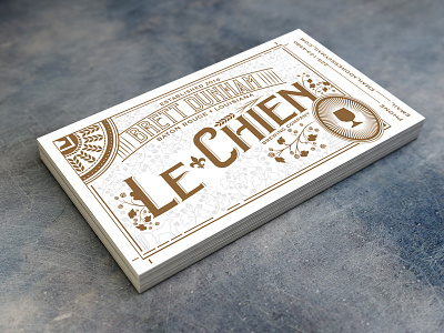 Le Chien Business Card barley beer brew brewing company business card dezinsinteractive dog gold hops le chien