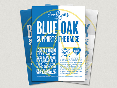 Blue Oak BBQ Flyer barbecue bbq blue blue oak design flyer police