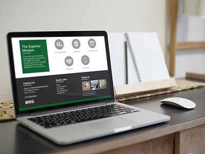 Superior Web Design WIP dezinsinteractive footer gray green icons mission remodeling web web design website website design