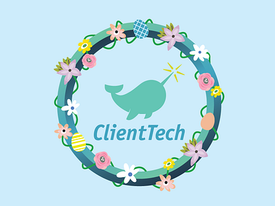 Client Tech Easter Graphic dezinsinteractive easter eggs flowers graphic happy logo narwhal