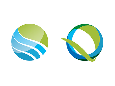 Landscape Logos WIP blue circle green sphere