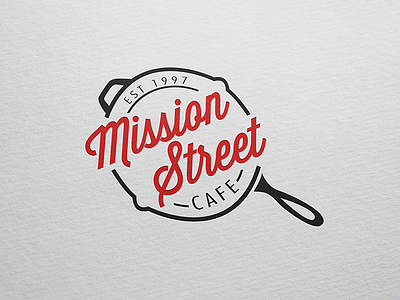 Mission Street Cafe Logo 1997 cast iron design dezinsinteractive graphic design logo pan restaurant