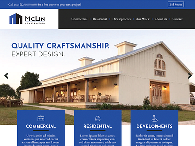 McLin Construction Web WIP blue construction dezinsinteractive icons overlapping slider web web design website