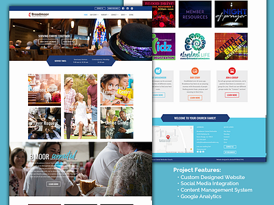 Broadmoor United Methodist Website baton rouge blue design dezinsinteractive graphic design icons louisiana web web design website website design