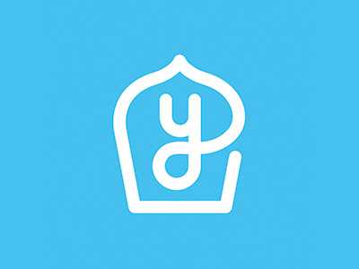 Yoghies Frozen Yoghurt blue food icon illustration line logo mark