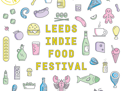 Leeds indie food branding colour design drink festival food icon illo illustration line streetfood