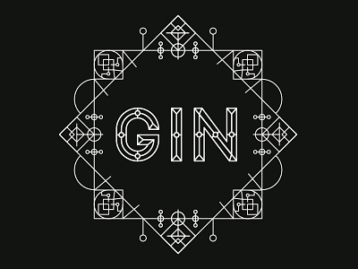 GIN artdeco black gin icon line lines logo monochrome