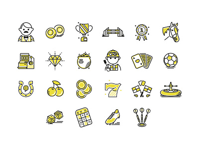 Icon Set for Sky Bet offices wip casino character football game gold icon iconset line poker racing wip yellow