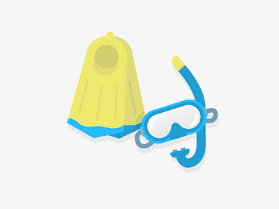 Lets Dive! blue cute dive icon illustration ocean scuba summer swimming yellow