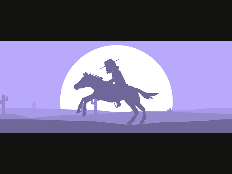 Hey Pancho lopez! after effects cowboy gif horse illustration illustrator landscape motion night purple vector wild west