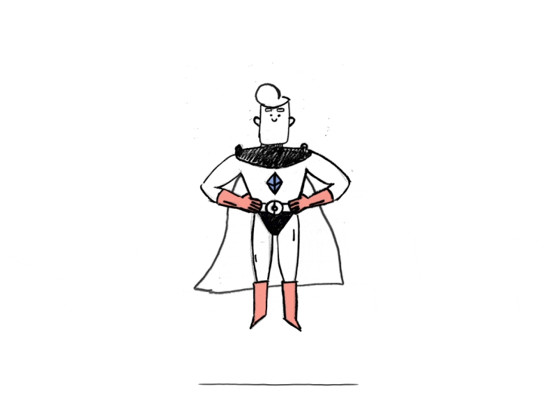 Captain Cape hero illustration motion pencil simple superhero