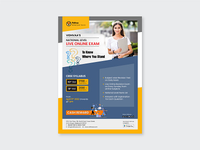 School Pamphlet Design brochure flyer graphic design illustration online exam flyer ui