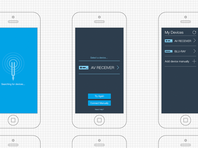 AV controller wires app ios 7 wireframes iphone ui