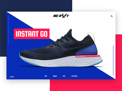 Nike React 2 - Landing Page design Idea app design branding cart dailyui ecommerce nike nike react nike running typography ui ui designs uiuxdesign web
