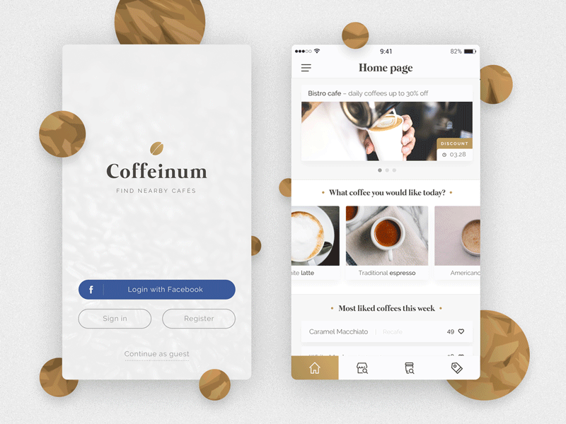 Cafés review app app design interaction interface ui user experience user interface ux