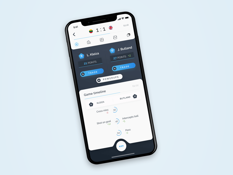 Interactive sports' app redesign