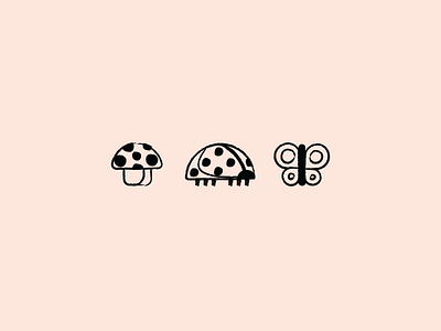 Icons // Forest butterfly forest icon design icon set icons illustration lady bug lineart mushroom outlines vector
