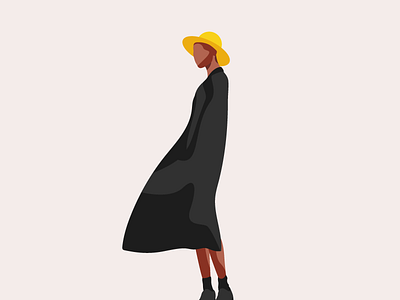 Woman with yellow hat character character design coat contrasts hat illustration minimal minimalism portrait vector wind woman