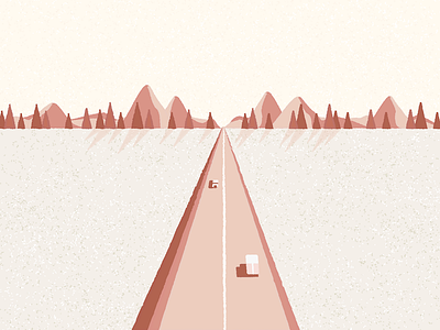 Road trip to the mountains car landscape mountain mountains nature road road trip rough speckled textures trees vector
