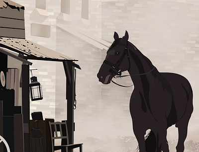 Horse in the town design illustration vector