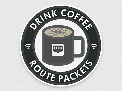 Drink Coffee, Route Packets coffee networking packets sticker