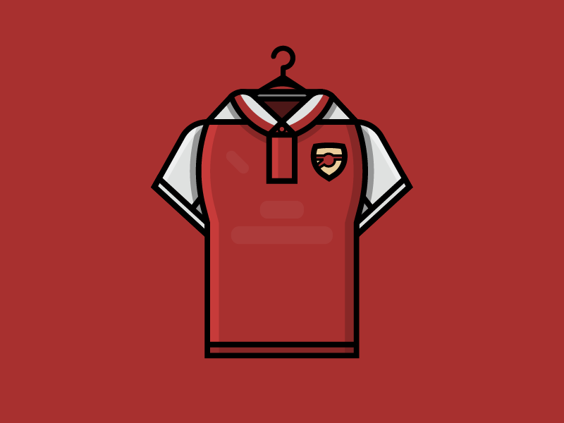 Arsenal Home Kit 17/18 arsenal epl flat design football futbol icon illustration jersey london premier league soccer vector