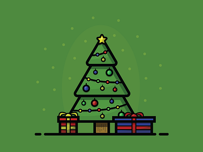 Christmas Tree christmas drawing festive flat design graphic design holidays icon illustration minimalism presents tree winter