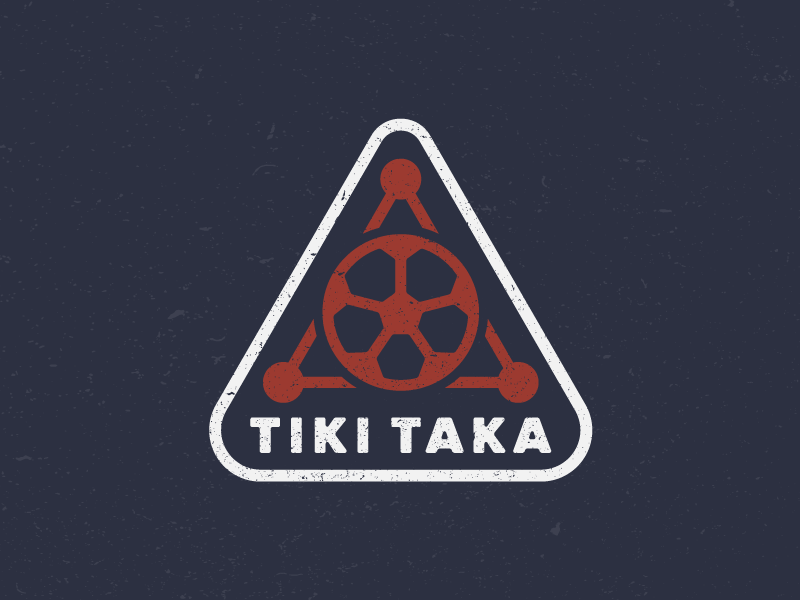 Tiki Taka emblem badge identity design flat illustration drawing icon logo sports soccer tiki taka