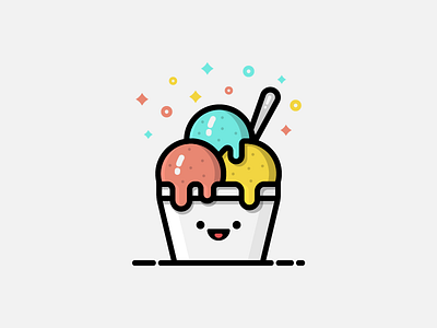 Ice Cream Pint design dessert drawing emblem flat food fun ice cream icon illustration minimalism vector