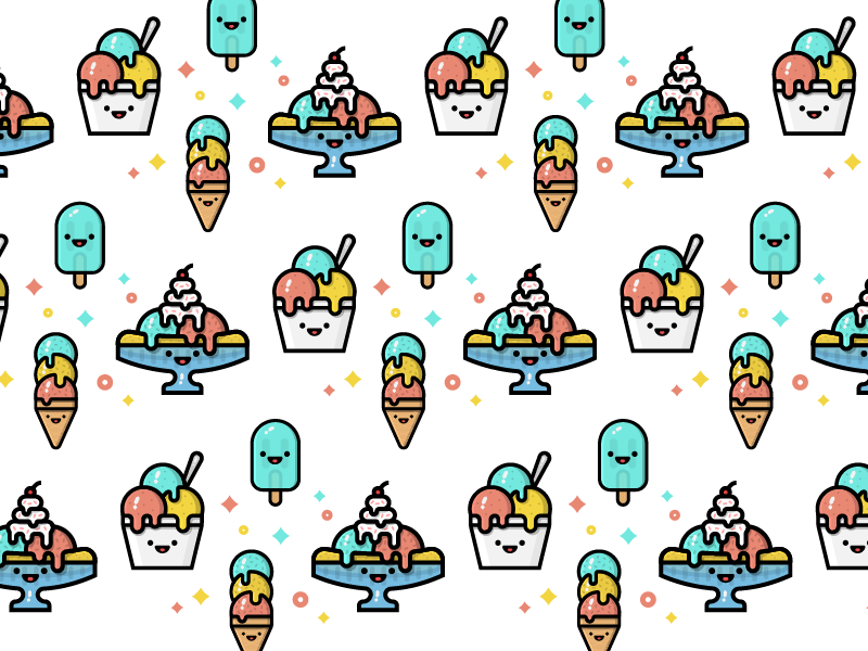 Ice Cream Pattern fun emblem dessert minimalism design vector flat drawing icon illustration food ice cream