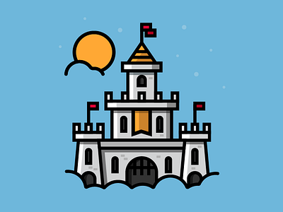 Daytime Sky Castle building castle cool drawing flat icon illustration knight medieval minimalism night sky