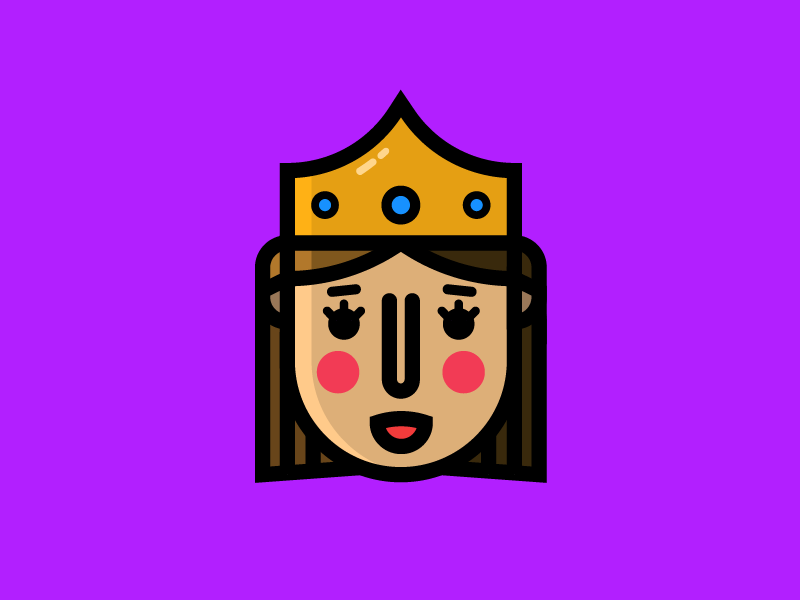 Queen crown medieval fun flat simple illustration drawing design icon face kingdom queen