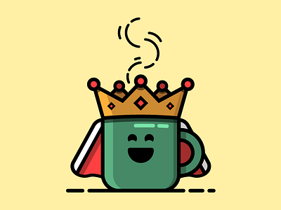 Royal-Tea badge drawing flat funny icon illustration king logo minimal royalty simple tea