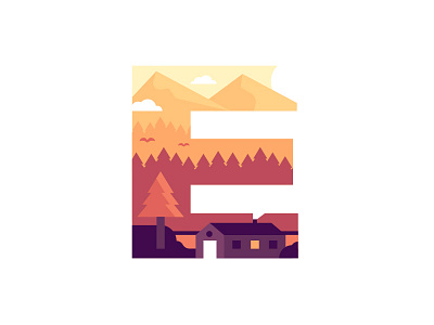 E – Environment 36 days of type cabin e emblem environment explore flat design forest icon lake lettering logo minimal design mountains outdoors outside simple illustration trails type type challenge
