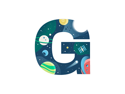G – Galaxy 36 days of type badge emblem explore flat design g galaxy icon letter lettering logo minimal design planets series simple design space space age space art space exploration spaceship