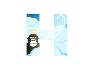 H – Harambe 36 days of type animal badge emblem flat design gorilla graphic design harambe heaven icon illustration lettering meme minimal design simple design typography zoo animal