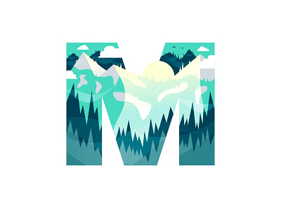 M – Mountains 36 days of type badge emblem flat design forest icon lettering logo m mountains nature nature logo ski skiing snow sunny type typography wilderness winter