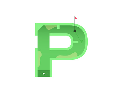 P – Putt-Putt alphabet badge emblem fairway flat design golf grass green hole in one icon letter p lettering logo mini golf miniature golf p putt putt sports type typography