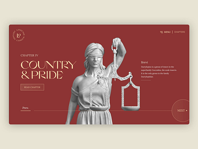 Chapter selection + grid view 3d model 3d modeling design luxe luxury red roman serif statue typography ui ux