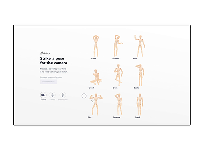 🔊Pose selector drawing fun gestures gsap interactive javascript mannequin playground pose ui uiux website