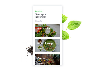 Recipes found app design eat food fresh recipe ui