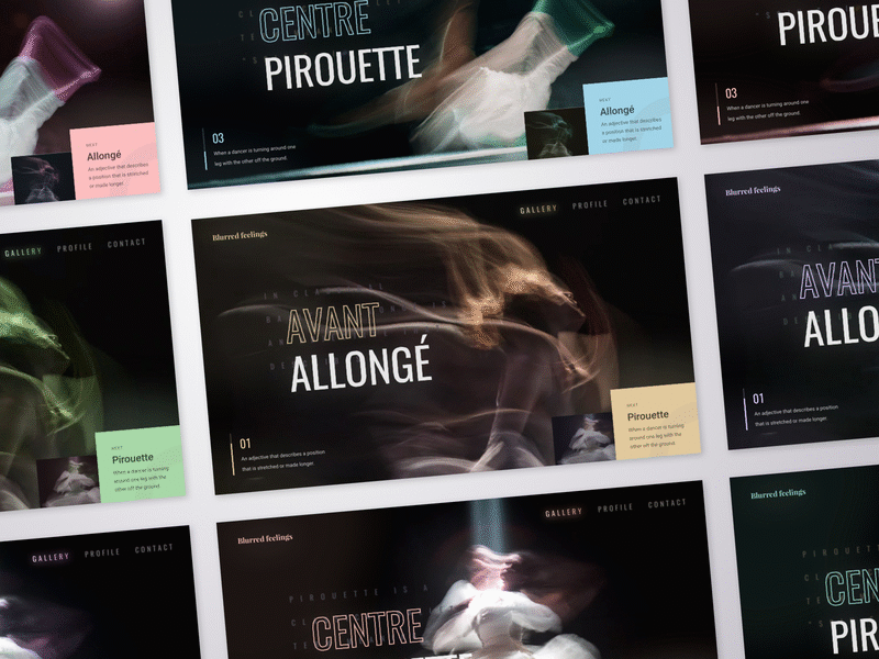 Avant Allongé screens ballet dance dark experiment process type typograhy ui ui ux design