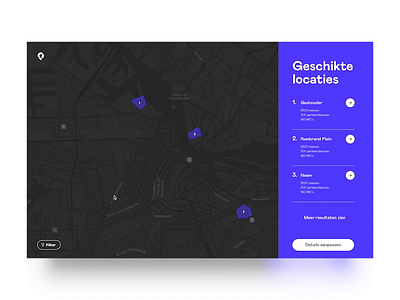 Festium, event location finder amsterdam app application dashboard event festival finder location planner tool ui ux