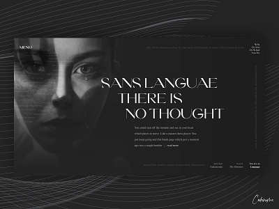 Sans Language -- Header dark header luxury serif typography uidesign uix ux website