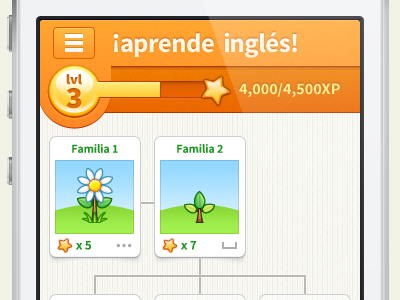 ¡Aprende Inglés! Language Learning App app education flowers game hud ios iphone javin ladish learning orange ui