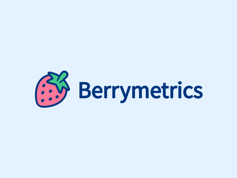 Berrymetrics Logo analytics blue pink fruit berry strawberry cute branding logo javin ladish