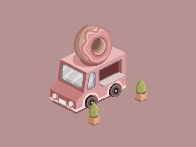 Donut Truck cute game ios isometric javin ladish vector